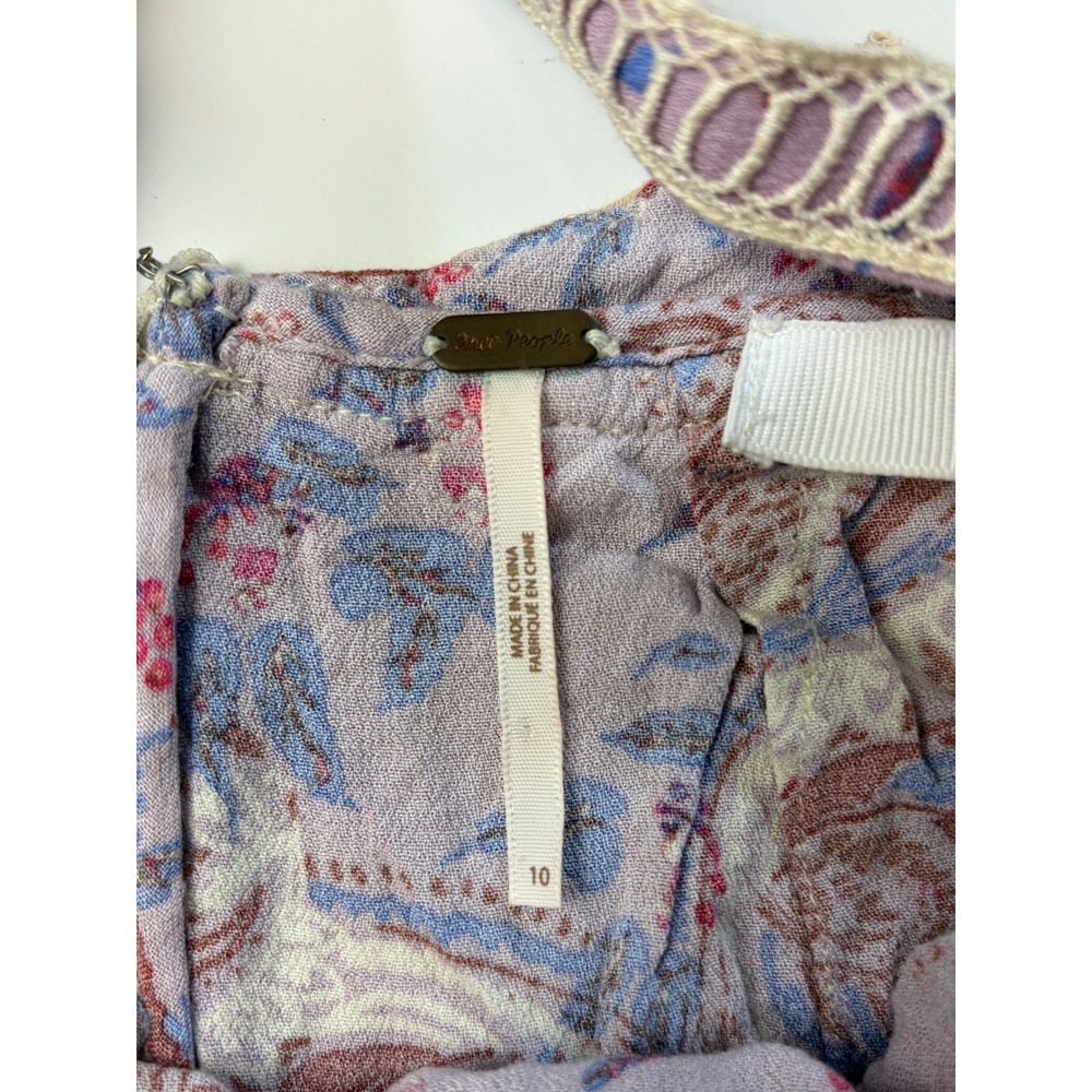 Free People Boho Crochet Festival Lace Paisley Maxi Dress Purple Size 10 Event - Picture 10 of 15